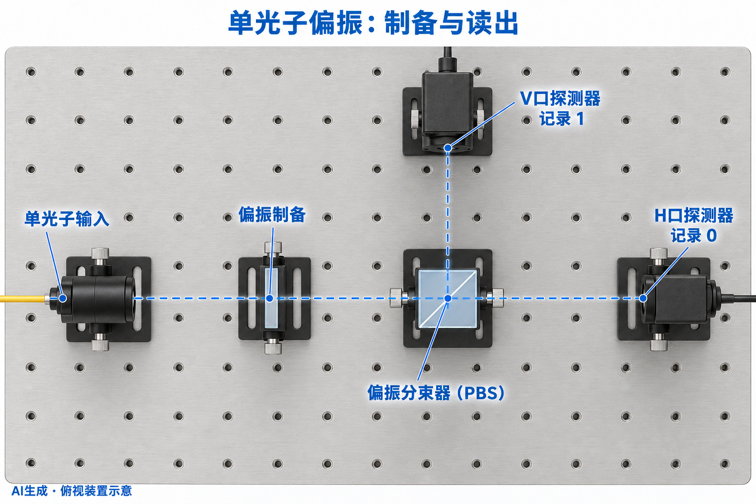 单光子偏振的制备、PBS与两个探测器